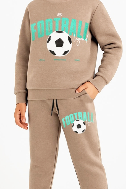 Erkek Çocuk Eşofman Takımı-3 İplik Şardonlu-Football Baskılı 3-10 Yaş 12405