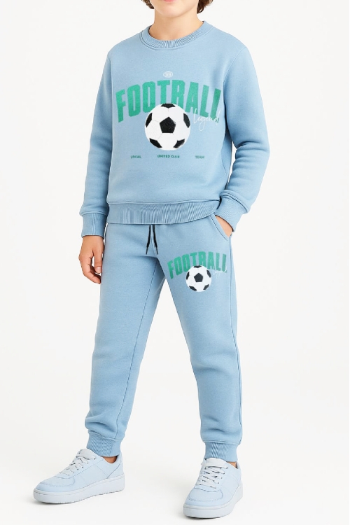 Erkek Çocuk Eşofman Takımı-3 İplik Şardonlu-Football Baskılı 3-10 Yaş 12405