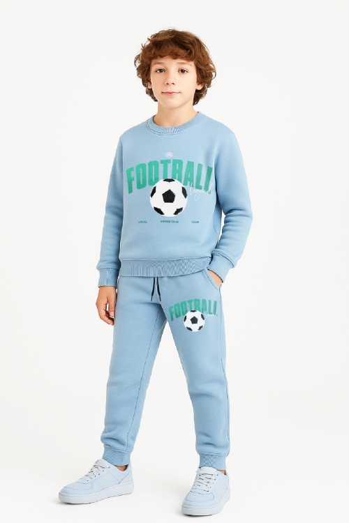 Erkek Çocuk Eşofman Takımı-3 İplik Şardonlu-Football Baskılı 3-10 Yaş 12405