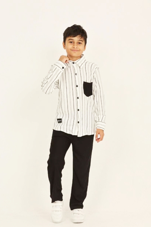 Erkek Çocuk Gömlekli Takım (Bürümcük Üst+Ottoman Pantolon) 3-12 Yaş 12419HC