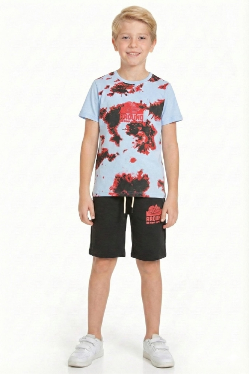 Erkek Çocuk Görsel Tasarımlı ve Kaprili Alt-Üst Takım 3-10 Yaş 12554