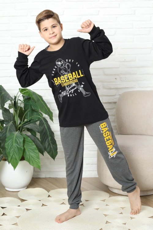 Erkek Çocuk Pijama Takımı %100 Pamuk İnterlok Kumaş 12447