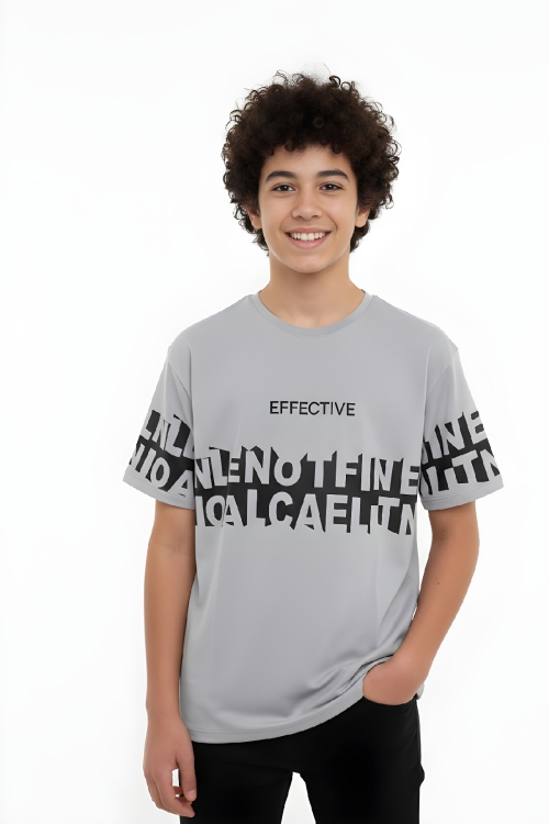 Erkek Çocuk T-Shirt--Geniş Kalıp-Yazı Baskılı-12-16 Yaş 12527