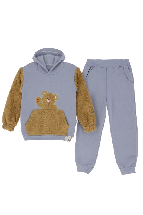 Erkek Çocuk Welsoft Kumaş 2li Takım (Kapüşonlu Sweat+Polar Alt) 12377