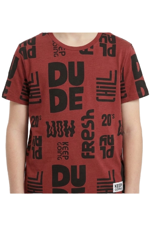 Erkek Çocuk Yazı Görselli - Geniş Kesim T-Shirt 8-12 Yaş 12557