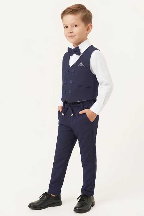 Erkek Çocuk Yelekli 4lü Takım (Pantolon+Gömlek+Yelek+Papyon) 12661B
