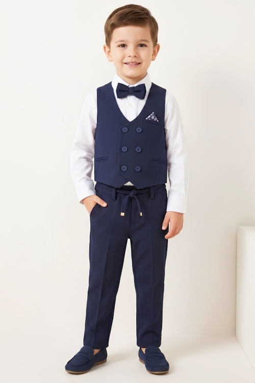 Erkek Çocuk Yelekli 4lü Takım (Pantolon+Gömlek+Yelek+Papyon) 12661B
