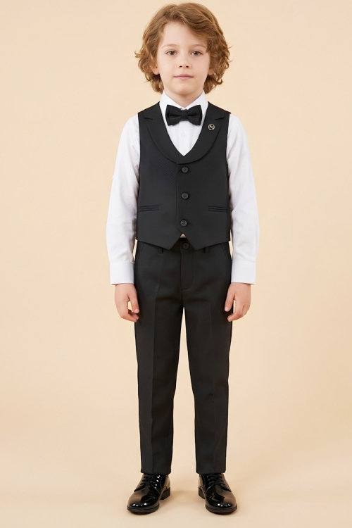 Erkek Çocuk Yelekli 4lü Takım (Pantolon+Gömlek+Yelek+Papyon) 12662B