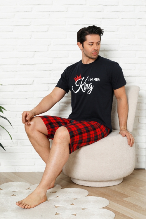 Erkek Pijama Takımı - Ekose Altlı (Diz Boyu) - 12425