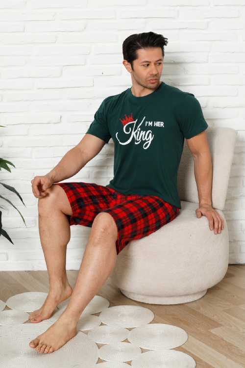 Erkek Pijama Takımı - Ekose Altlı (Diz Boyu) - 12425