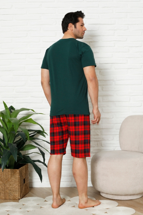 Erkek Pijama Takımı - Ekose Altlı (Diz Boyu) - 12425