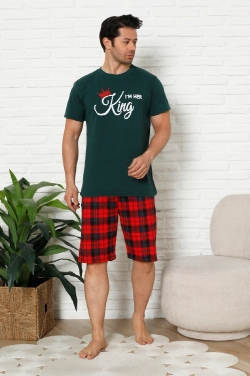 Erkek Pijama Takımı - Ekose Altlı (Diz Boyu) - 12425