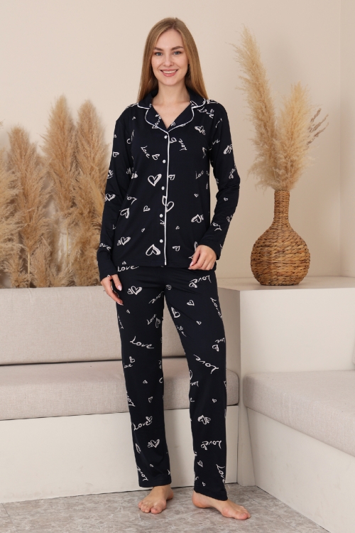 Kadın %100 Pamuk Milan Soft Kumaş Pijama Takımı 12423