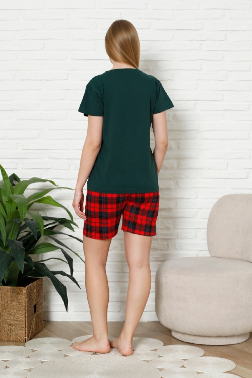 Kadın Pijama Takımı - Ekose Altlı (Diz Üstü) - 12426