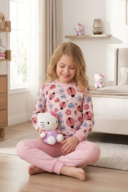 Kız Çocuk %100 Pamuk Pijama Takımı 4-11 Yaş 12628
