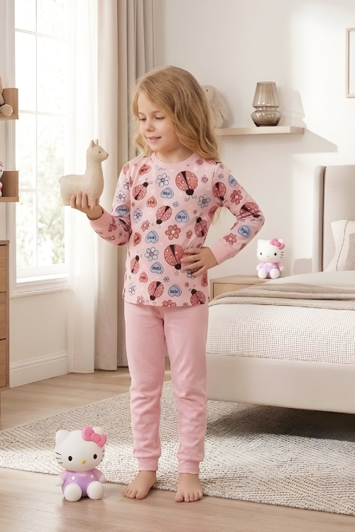 Kız Çocuk %100 Pamuk Pijama Takımı 4-11 Yaş 12628
