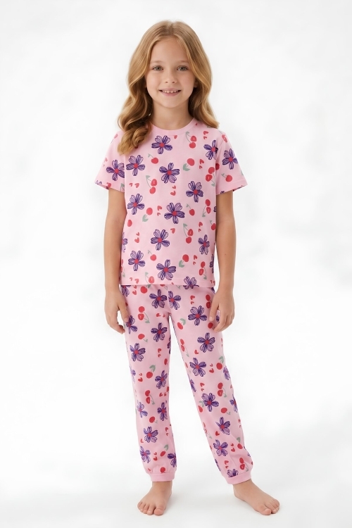 Kız Çocuk %100 Pamuk Pijama Takımı 8-13 Yaş 12698IS