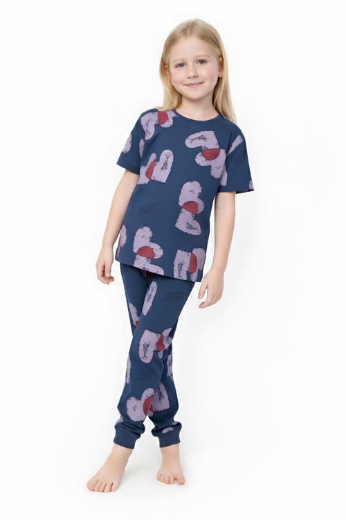 Kız Çocuk %100 Pamuk ve Baskılı Pijama Takımı 3-8 Yaş 12720IS