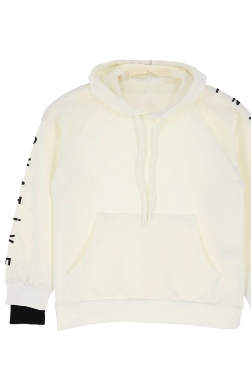 Kız Çocuk 2 İplik-Kapüşonlu-Manşeti Panelli Ve Garnili Sweatshirt 12-16 Yaş 12395