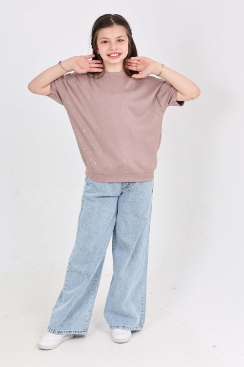 Kız Çocuk 2li Jean Takım (Pantolon+Bluz) 7-12 Yaş 12666