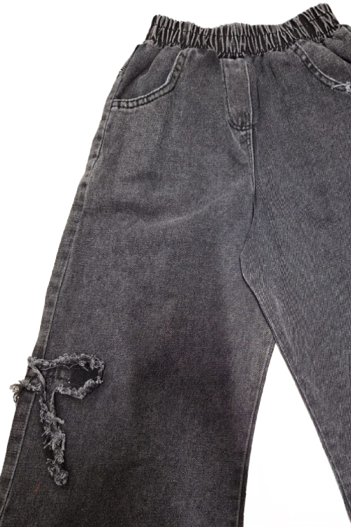 Kız Çocuk 2li Jean Takım (Pantolon+Sweatshirt) 5-10 Yaş 12472