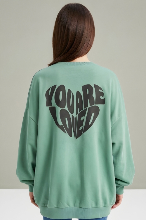 Kız Çocuk 3 İplik Şardonlu-Arkası Baskılı Sweatshirt 12-16 Yaş 12396