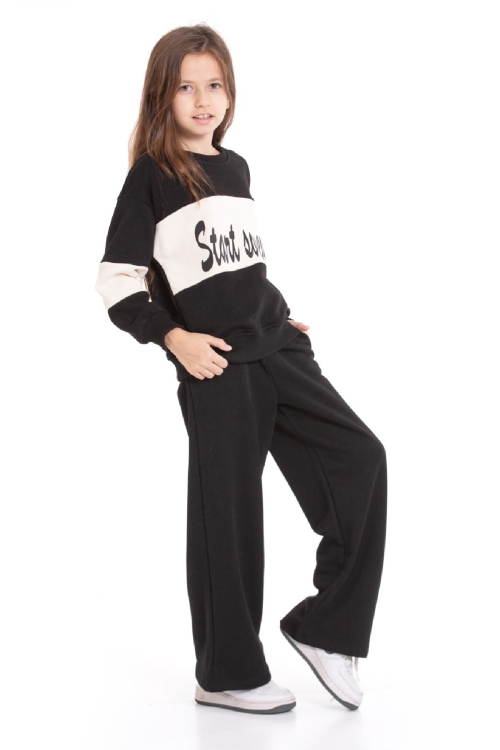 Kız Çocuk 3 İplik ve Şardonsuz Eşofman Takımı 5-9 Yaş 12487