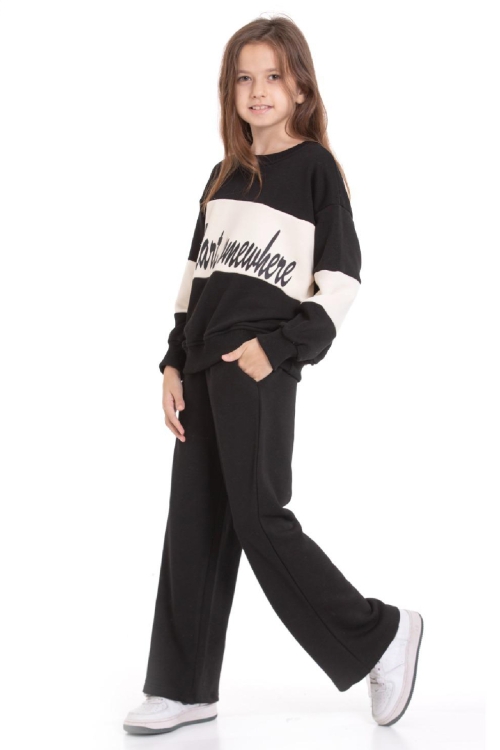 Kız Çocuk 3 İplik ve Şardonsuz Eşofman Takımı 5-9 Yaş 12487