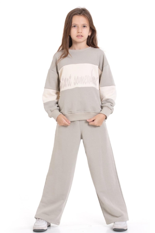 Kız Çocuk 3 İplik ve Şardonsuz Eşofman Takımı 5-9 Yaş 12487