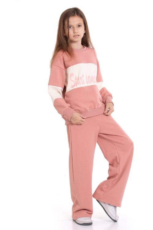 Kız Çocuk 3 İplik ve Şardonsuz Eşofman Takımı 5-9 Yaş 12487