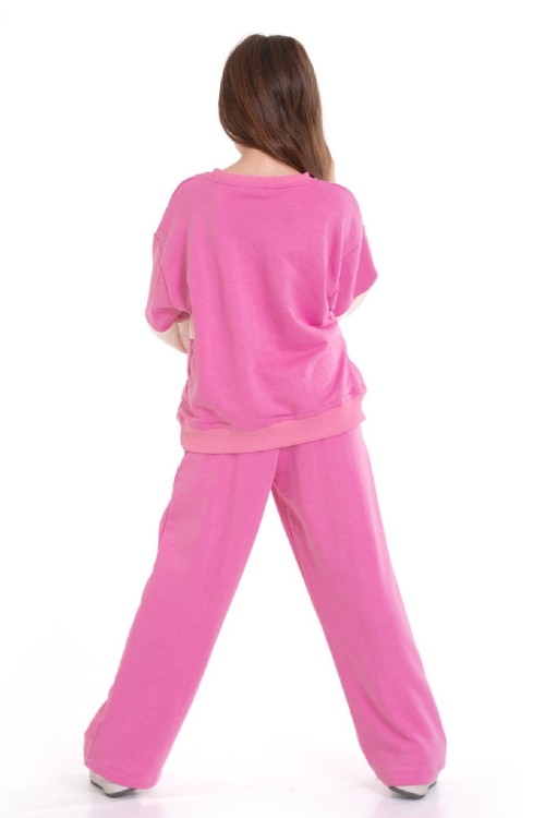 Kız Çocuk 3 İplik ve Şardonsuz Eşofman Takımı 5-9 Yaş 12487