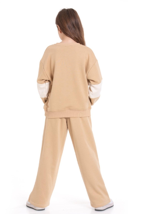 Kız Çocuk 3 İplik ve Şardonsuz Eşofman Takımı 5-9 Yaş 12487