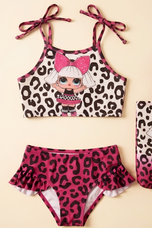 Kız Çocuk Çantalı 3lü Mayo Takımı (Çanta+Mayo+Bikini) 3-10 Yaş 12586N