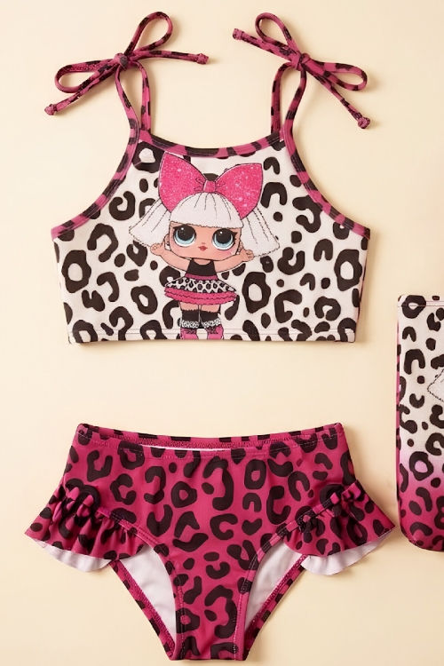 Kız Çocuk Çantalı 3lü Mayo Takımı (Çanta+Mayo+Bikini) 3-10 Yaş 12649N
