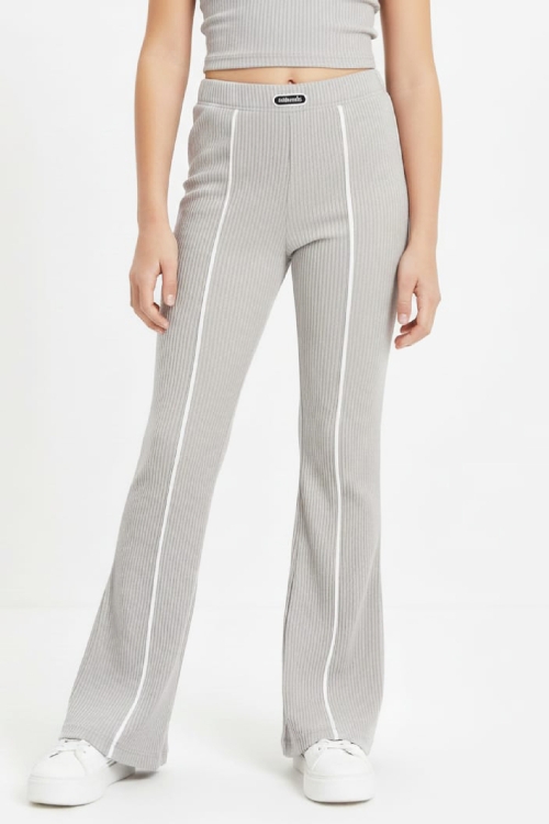 Kız Çocuk Fitilli ve Beyaz Çıma Detaylı Eşofman Altı- 5-15 Yaş 12462