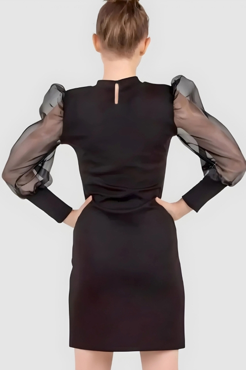 Kız Çocuk Kolları Tüllü Elbise 9-15 Yaş 12564