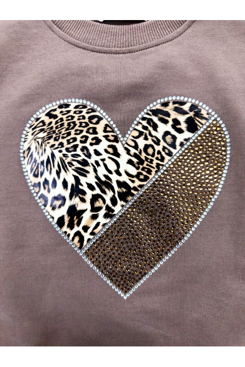 Kız Çocuk Taş İşlemeli Flexi Baskılı 2 İplik Alt-Üst Takım-5-12 Yaş 12464