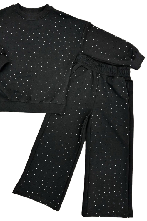 Kız Çocuk Taş Süslemeli 2 İplik Alt-Üst Takım 4-12 Yaş 12514