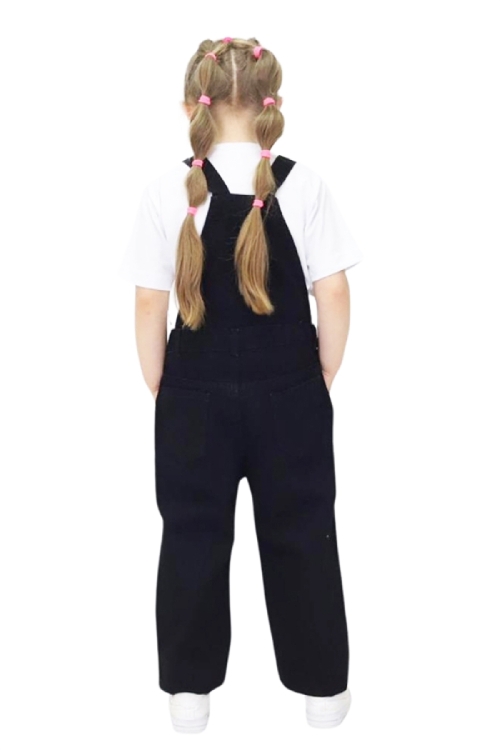 Kız Çocuk Taş Süslemeli Jean Salopet Elbise 8-13 Yaş 12388