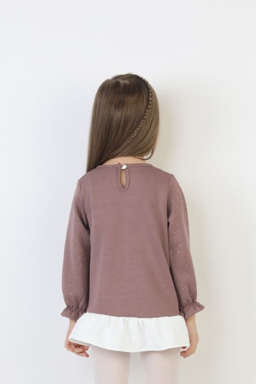 Kız Çocuk Tunik Tarz Elbise Taş Süslemeli ve Fiyonklu  4-9 Yaş 12510