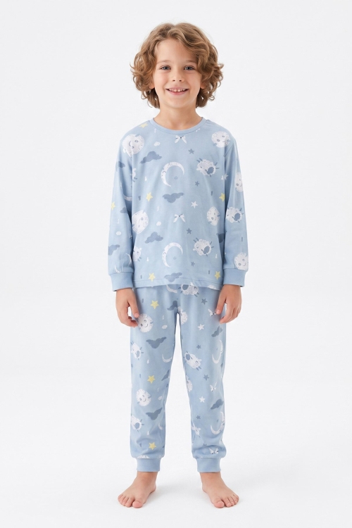 Erkek Çocuk %100 Pamuk Pijama Takımı 3-13 Yaş 12734IS