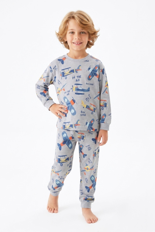 Erkek Çocuk %100 Pamuk Pijama Takımı 3-8 Yaş 12736IS
