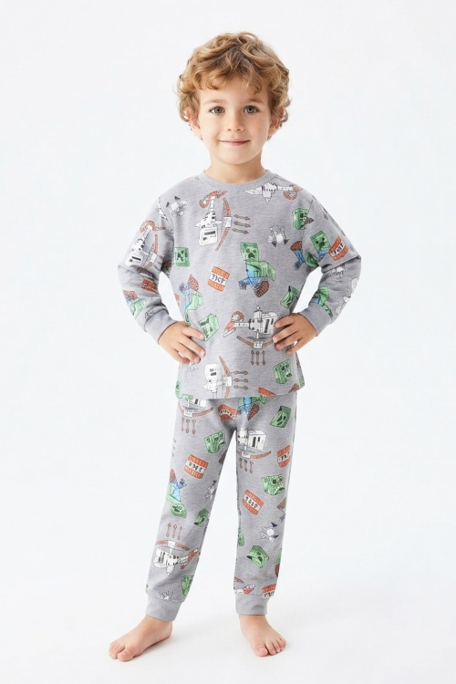 Erkek Çocuk %100 Pamuk Pijama Takımı 9-36Ay 12737IS
