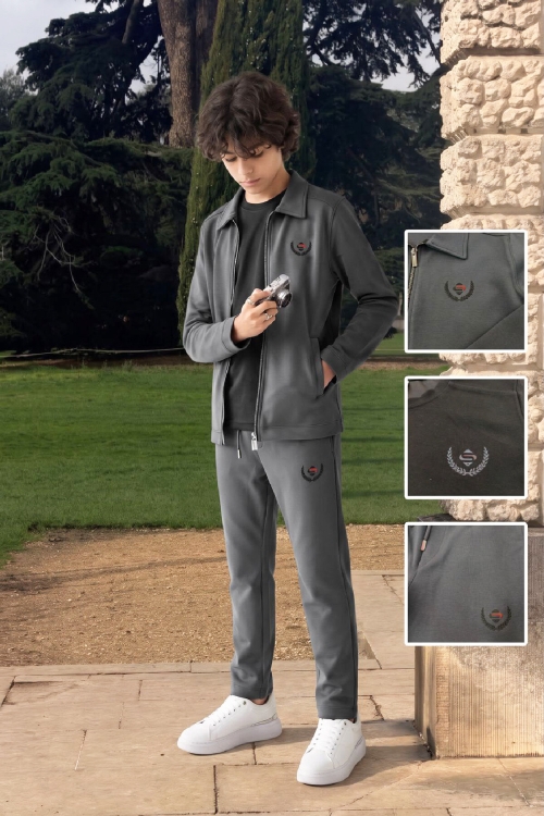 Erkek Çocuk 3lü Takım (Ceket+T-Shirt+Alt) 6-16 Yaş 12770SMP