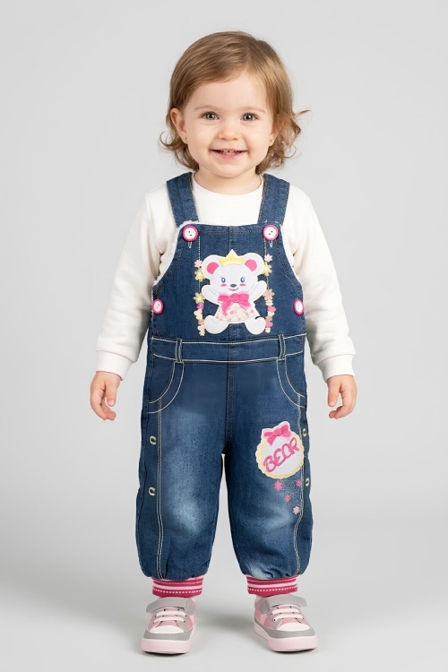 Kız Bebek Welsoft İçli Jean Tulum Salopet 1-3 Yaş 12795MBK