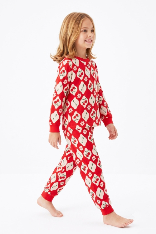 Kız Çocuk %100 Pamuk ve Baskılı Pijama Takımı 3-13 Yaş 12738IS