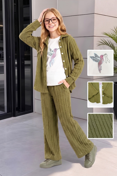 Kız Çocuk Fırfır Kumaş 3lü Takım 10-17 Yaş 12780SMP
