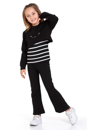 Kız Çocuk 3lü Takım (Pantolon+Bluz+T-shirt) 12125