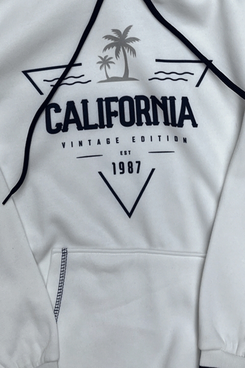 Kız Çocuk Kapüşonlu Kanguru Cepli Ribana ve Baskı Detaylı 3 İplik Sweatshirt 12325