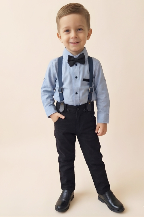 Erkek Bebek 4lü Takım Set (Pantolon+Gömlek+Askılı Kemer+Papyon) 12631